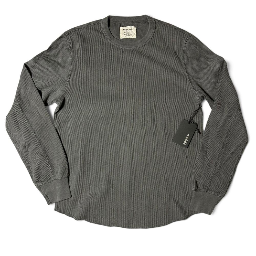 Buck Mason Thermal Surplus Tee Mens Size S Faded Black Venice Wash Waffle NWT